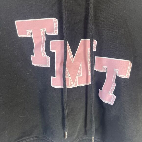 The Morning Toast Black Logo Cropped Pullover Hoodie Sz M - Picture 3 of 4